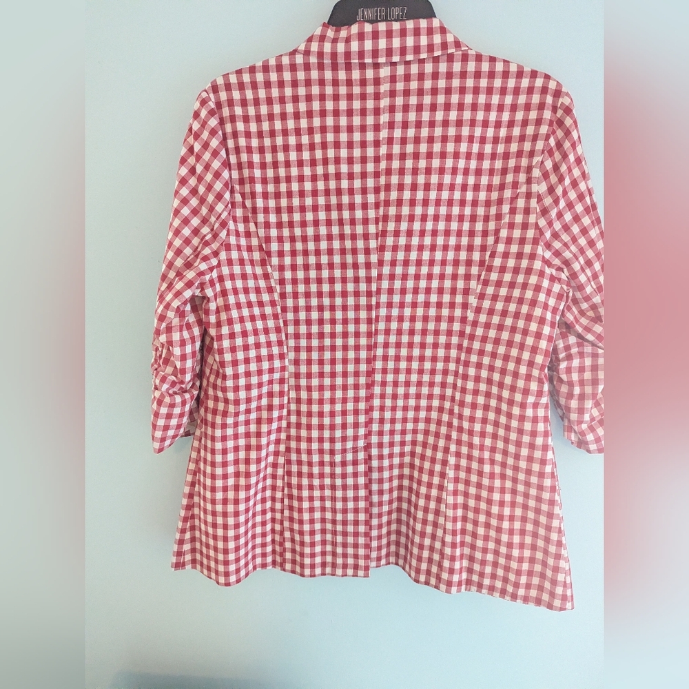 Esley Red Checkered Women's Blazer - Picture 4 of 5